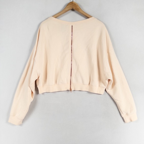 Nike Air Sweatshirt Womens Large Peach Pink Cropped Oversized Zip Back Rally - Picture 3 of 8